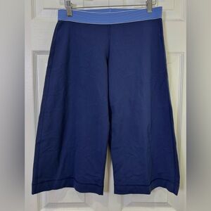 Lululemon Wide Leg Capri Yoga Pants Blue Striped Waistband Size 6
